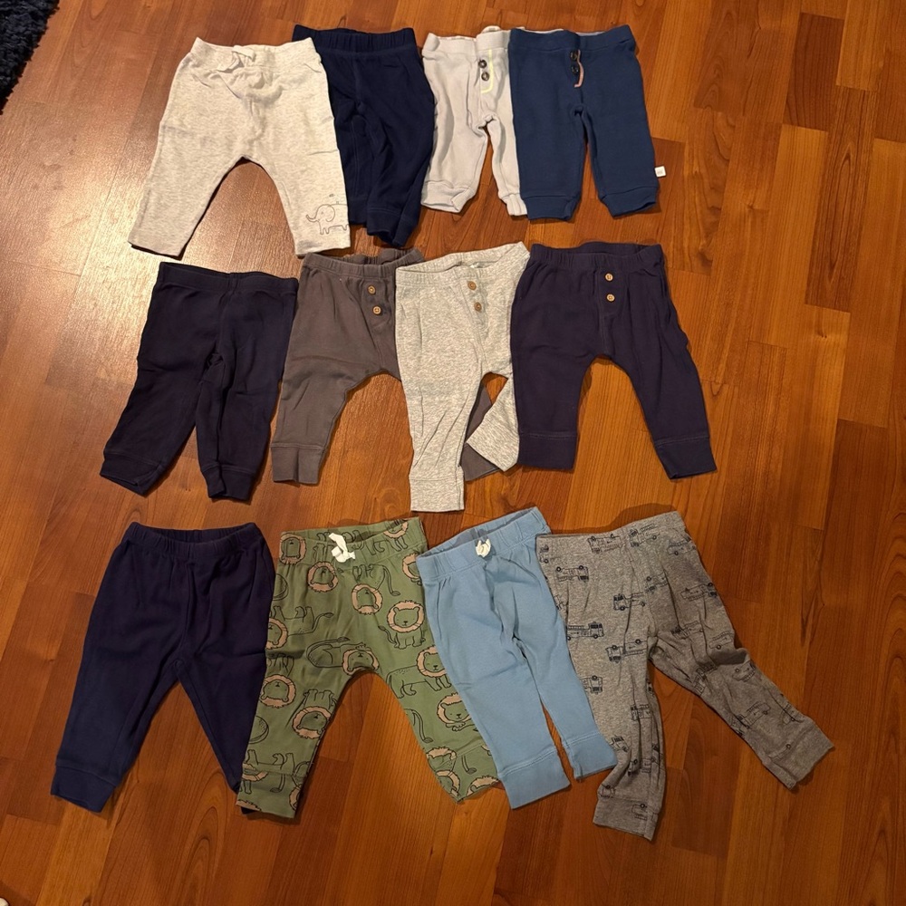 Lot of 12 Pairs Baby Pants—3-6 month or 6 month sized